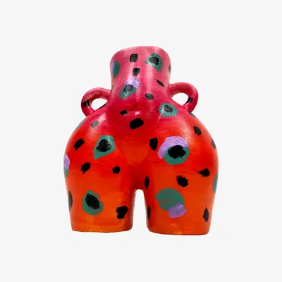 Wolf & Badger Yellow / Orange One Off Leopard Print Orange Body Vase | Quillattire