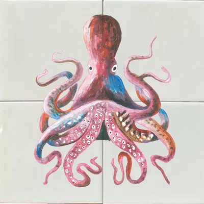 Wolf & Badger Tile Panel Funky Octopus Catchii