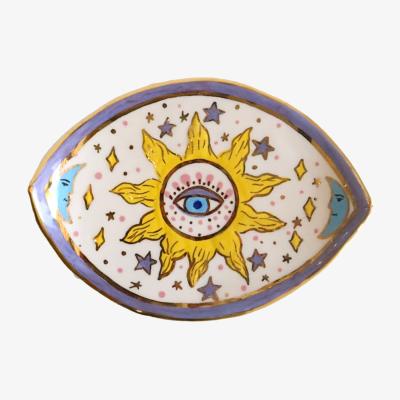 Wolf & Badger Evil Eye Yellow Sun Plate | Sherie Boutik