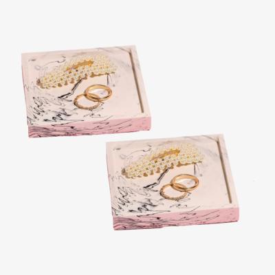 Wolf & Badger White Zebra Marbled Trinket Tray - Pair One Size By Shax