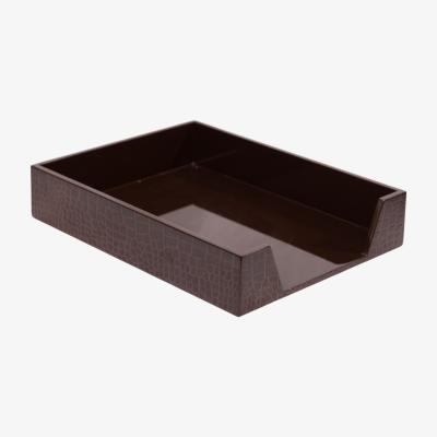 Wolf & Badger Brown Chelsea Paper Tray - Vintage Croc Posh Trading Company