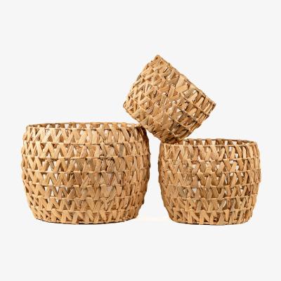 Wolf & Badger Neutrals Waffle Weaved Basket Set Of Three One Size Sea & Grass