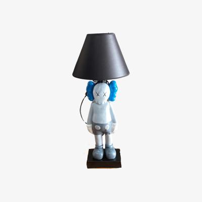 Wolf & Badger Illuminated Blue & Grey Mini Sculpture With Lampshade Artchi