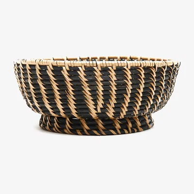Wolf & Badger Woven Rattan Serving Bowl, Black Kubo