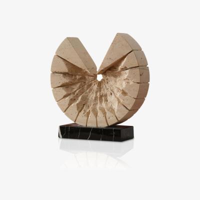 Wolf & Badger Neutrals / Black Natural Travertine Half Moon Bust Decor – Sculptural Stone Accent For Modern Spaces | Anatoliacraft