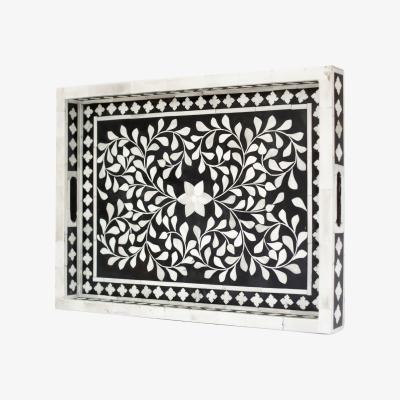 Wolf & Badger Black Floral Tray Le Jaana