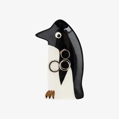 Wolf & Badger Black / White Penguin Trinket Dish Hannah Turner