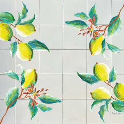 Wolf & Badger White / Green / Yellow Backsplash Tiles Lemons Catchii