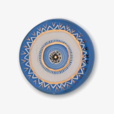 Wolf & Badger Gold / Blue Handmade Gold Decorated Ceramic Evil Eye | Blue | Wall Hanging | Small | Atelier Simi