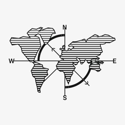 Wolf & Badger Black Map Of Life Metal Wall Art One Size Monique Store