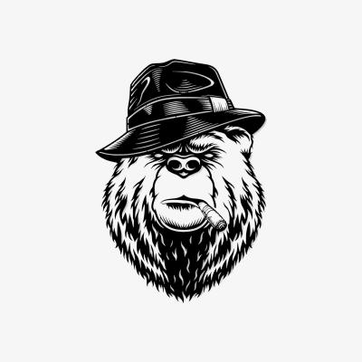 Wolf & Badger Black Mafia Bear Metal Wall Art One Size Monique Store