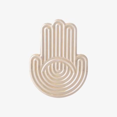 Wolf & Badger Hamsa Fatima Hand Glazed High Temperature Ceramic Tray - White . Bruci Editora De Diseño