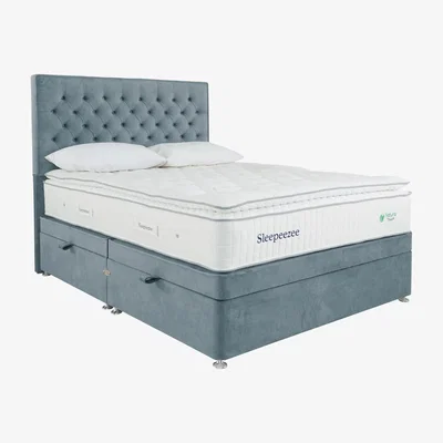 Furniture Village Sleepeezee - Natural Touch 3000 Pillowtop Side Ottoman Divan Set - Double - Blue