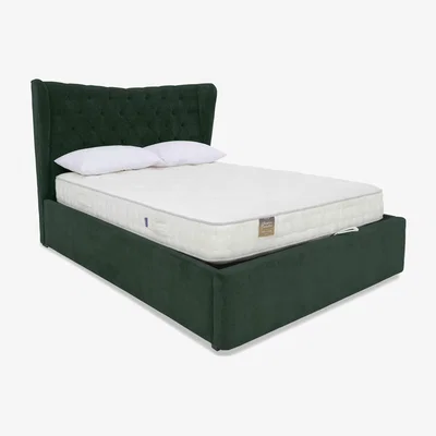Furniture Village Bauer Ottoman Bed Frame - Double - Plush Emerald