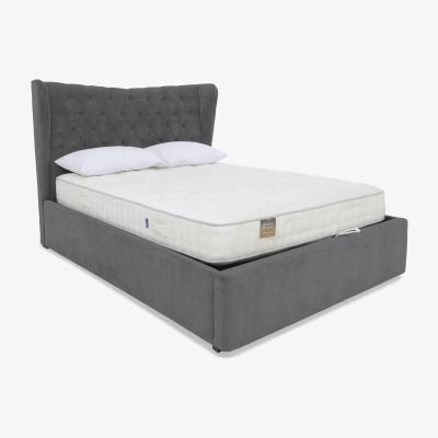 Furniture Village Bauer Ottoman Bed Frame - Double - Plush Arctic Grey