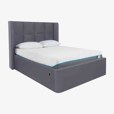 Furniture Village Shiva Electric Ottoman Bed Frame - Double - Velvet Steel