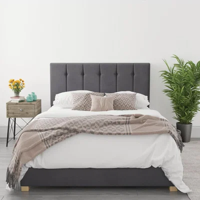 Furniture123 Pimilico Double Ottoman Bed in Grey Velvet