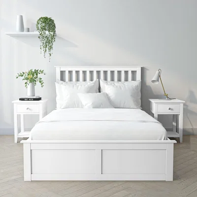 Furniture123 White Wooden Small Double Ottoman Bed - Anderson