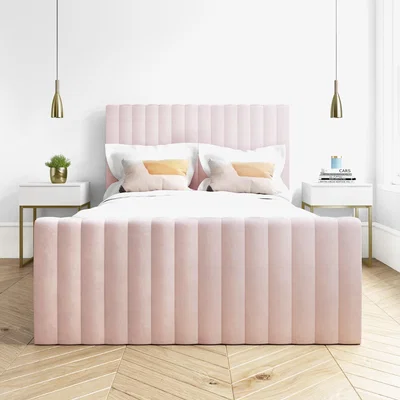 Furniture123 Double Side-Opening Ottoman Bed in Blush Pink Velvet - Khloe