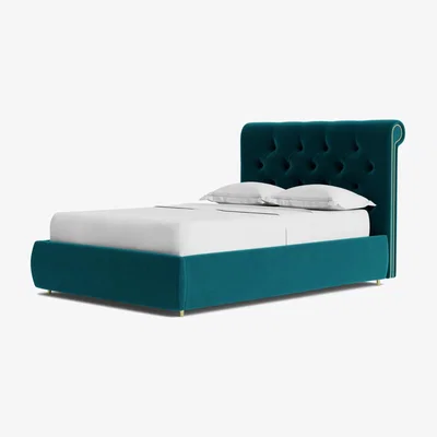 Habitat Swoon Winston Velvet Double Ottoman Bedframe - Blue