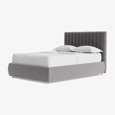 Habitat Swoon Porlock Velvet Double Ottoman Bedframe - Silver Grey