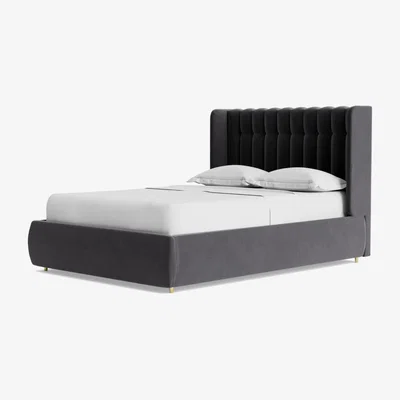 Habitat Swoon Kipling Velvet Double Ottoman Bedframe - Granite Grey