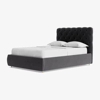Habitat Swoon Burbage Velvet Double Ottoman Bedframe - Granite Grey