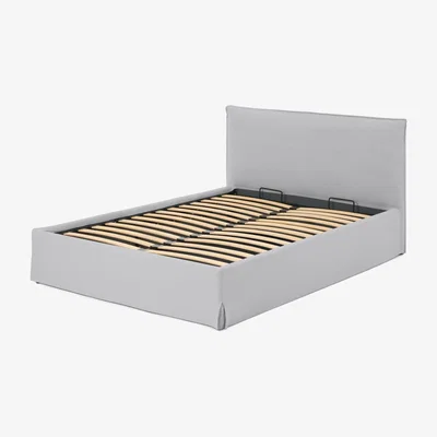 Made.com Orsa Double Ottoman Storage Bed, Mineral Cotton & Linen Mix