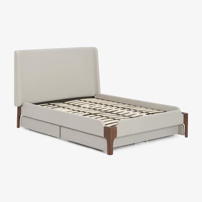 Made.com Roscoe Double Bed with Storage Drawers, Salcombe Beige & Dark Stain Oak