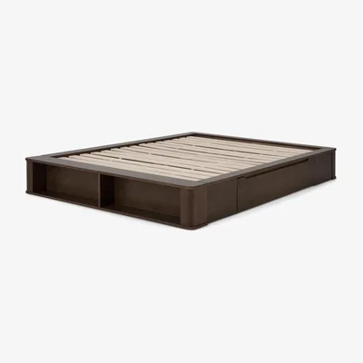 Made.com Kano Double Platform Bed with Drawer Storage, Walnut Stain Pine