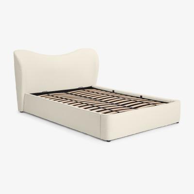 Made.com Kooper Double Bed with Ottoman Storage, Whitewash Boucle