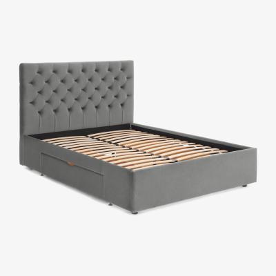 Made.com Skye Double bed with Drawer Storage, Light Grey Velvet
