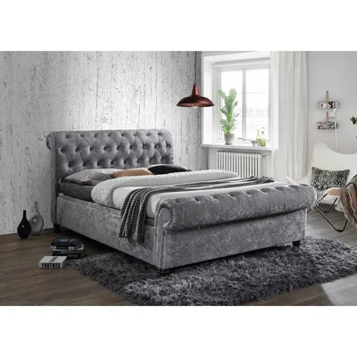 Oak&More Arkansas Steel Crushed Velvet Double Side Ottoman Bed