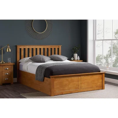 Oak&More Detroit Oak Small Double Ottoman Bed