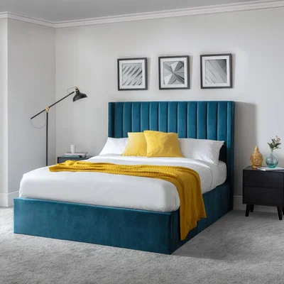 Olivia's Olivia's Double Storage Bed with Scalloped Headboard in Teal