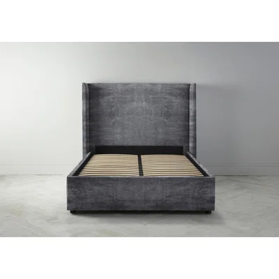 Perch and Parrow Suzie 4'6 Double Ottoman Bed Frame in Rhino Grey"