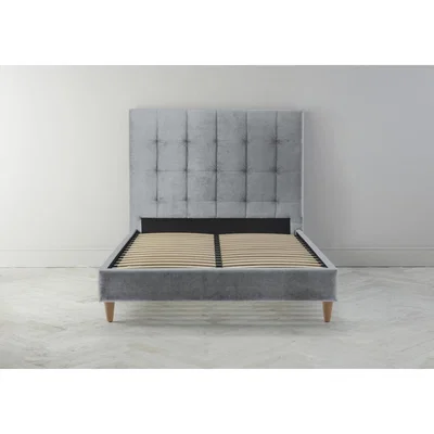 Perch and Parrow Hopper 4'6 Double Ottoman Bed Frame in Sidewalk Grey"