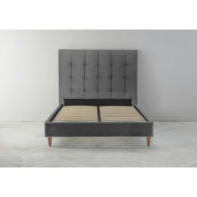 Perch and Parrow Hopper 4'6 Double Ottoman Bed Frame in Eggshell Grey"