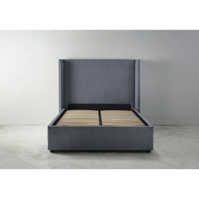 Perch and Parrow Suzie 4'6 Double Ottoman Bed Frame in Caspian Blue"