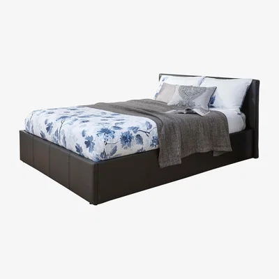 The Range End Lift Ottoman Bed   - Black PU / Double