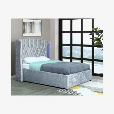 The Range Mayfair Double Crush Silver Ottoman Led Bedframe - Crush Silver