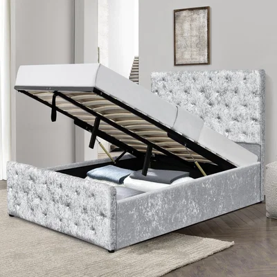 The Range Crushed Velvet Diamante Chesterfield Ottoman Bed - Double