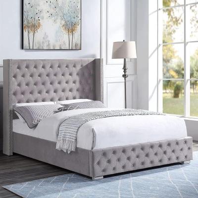 The Range Brushed Velvet Wingback Ottoman Bed Frame - Grey / 44kg / No / Double