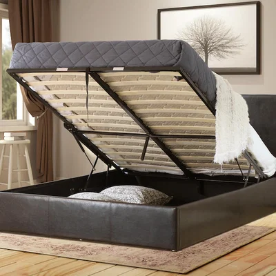 The Range Bilancio Storage Bed Dark Brown Faux Leather  - Dark Brown / Double