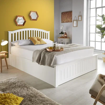 The Range Grayson White Wooden Ottoman Bed - White / Double