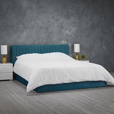 The Range Berlin Velvet Ottoman Bed - Teal / Double