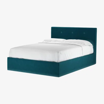 Sofa.com Avery 100cm Double Ottoman Bed in Deep Turquoise Cotton Matt Velvet
