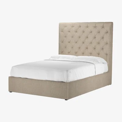 Sofa.com Rosalie 150cm Double Ottoman Bed in Cashew Baylee Viscose Linen - sofa.com