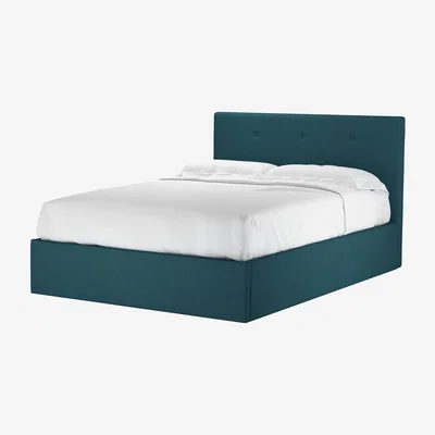 Sofa.com Avery 100cm Double Ottoman Bed in Evergreen  Brushed Linen Cotton