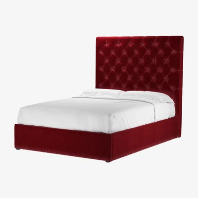 Sofa.com Rosalie 150cm Double Ottoman Bed in Claret Cotton Matt Velvet - sofa.com